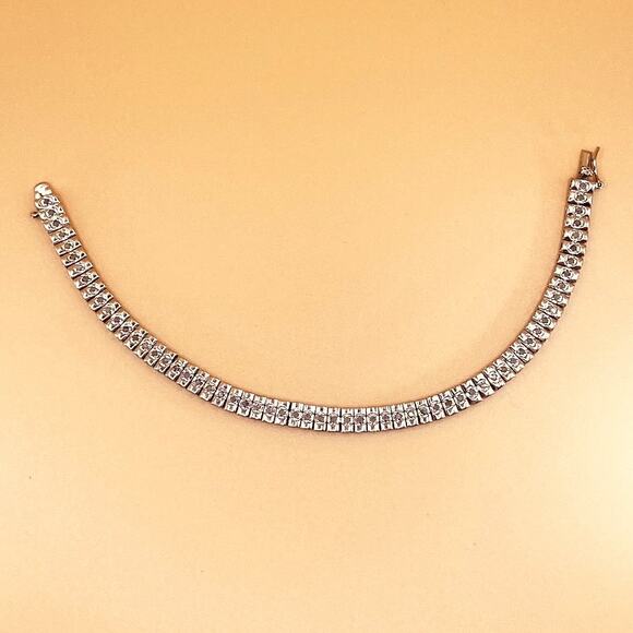 14k Gold Filled Tennis Bracelet With Lab Created Monzonite 7inches - Picture 2 of 5